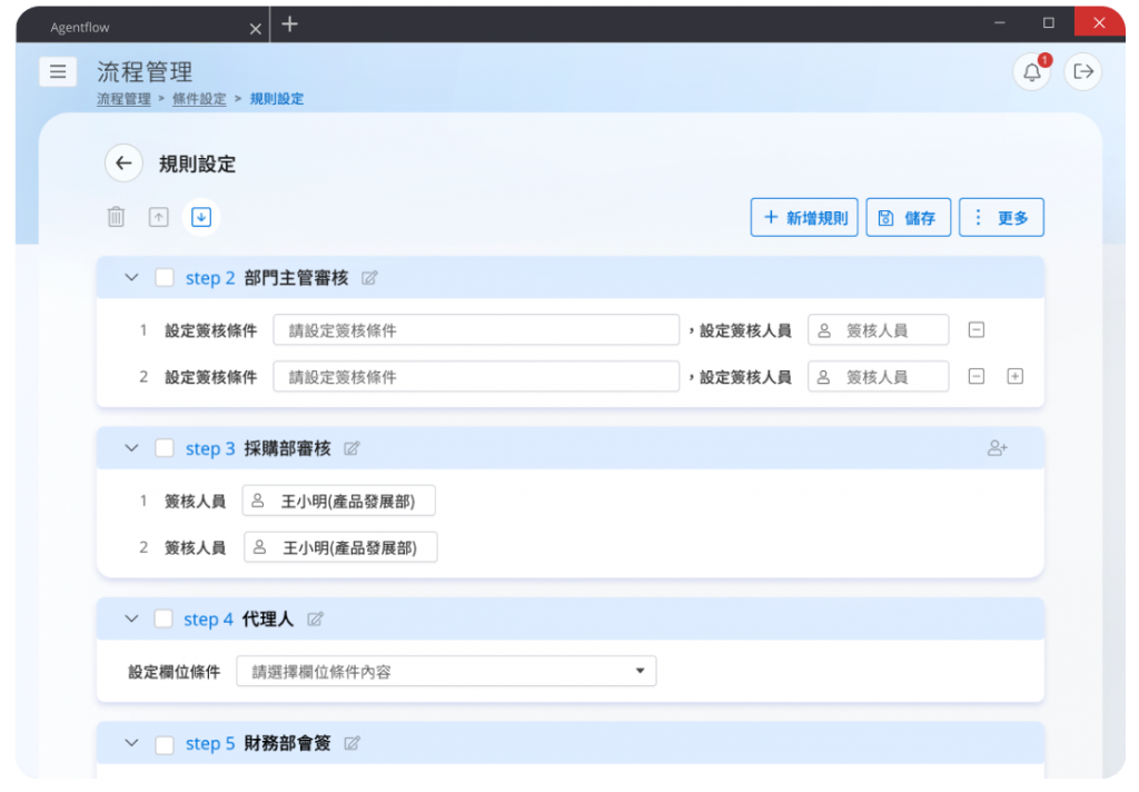Agentflow智雲版 規則設定